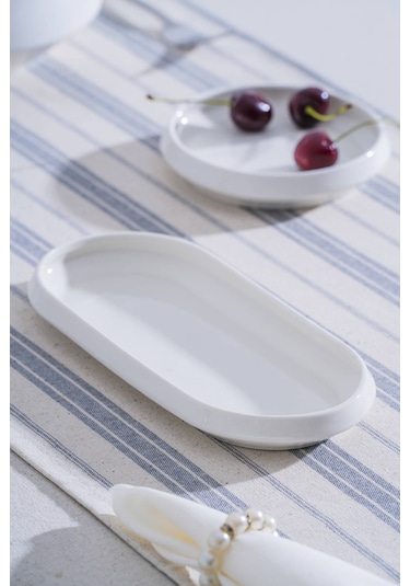 Acar Rumi Oval Kayık Tabak - 23 Cm Beyaz