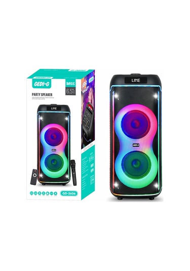Mikrofonlu Rgb Işıklı Kablosuz Karaoke Hoparlör Çift 6.5 İnç Stereo Bass Dijital Led Parti Sistemi