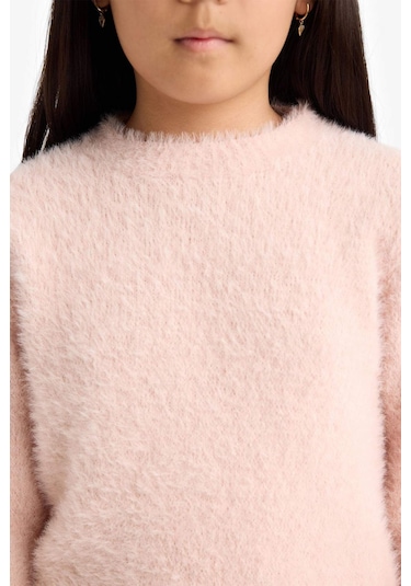 Defacto Kız Çocuk Bisiklet Yaka Triko Kazak Y2640a625wnpn437 Pembe-pn437