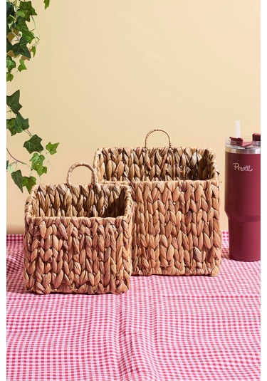 Cliento 2'li Hasır Çanta 18x20/24x25 Cm Kahverengı Kahverengi