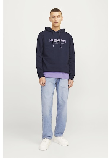 Jjalvıs Sweat Hood Lacivert12256848 Cok Renklı
