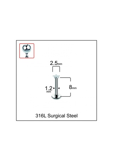 316 L Cerrahi Çelik Yıldız Modeli Dudak Kıkırdak Helix Tragus Piercingi Gümüş