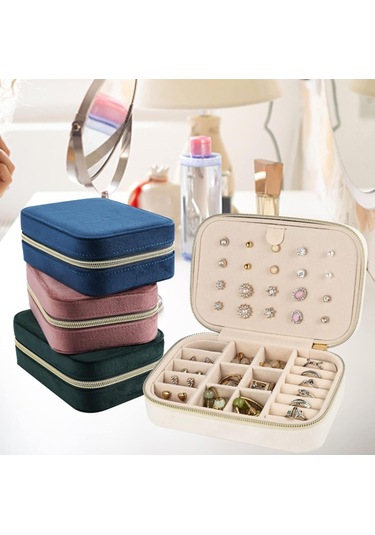 Mdl1-kadife Beyaz Takı Kutusu Yeni Tasarım Fermuarlı Düzenleyi