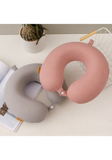 Springsun Yavaş Geri Yayılan Hafıza Köpüklü Seyahat Boyun Yastığı - U Şekilli,华夫网格logo, Yüksek Kaliteli Örgü Kumaş, Yetişkinler İçin, Mavi Koyu Mavi