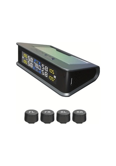 Motion003 Evrensel Araç Kablosuz Siyah Lastik Basınç İzleme Sistemi Güneş Enerjili Type C Şarjlı