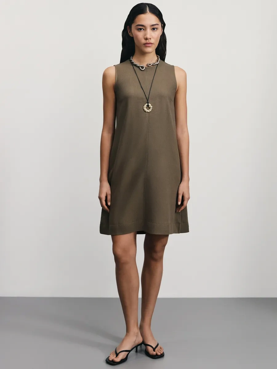 Zarına Yazlık Mini Günlük Düğmesiz Elbise 371654315 Khaki