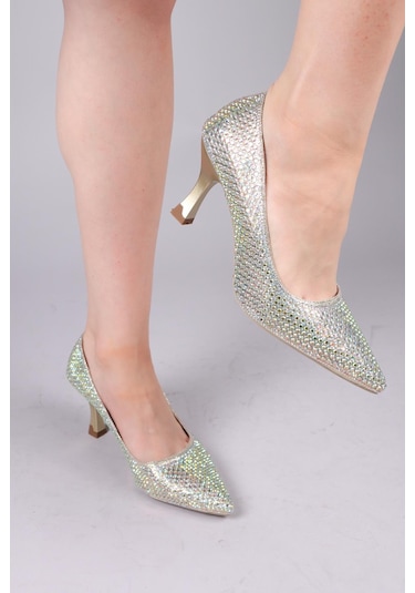 Nowra Taşlı Stiletto Gold-8453 Gold