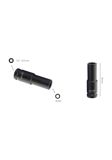 Ceta Form 8 Mm 1/2 6 Köşe Derin Havalı Lokma Anahtar C64-h08