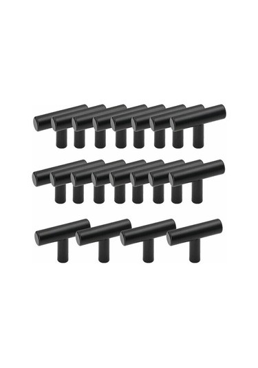 20 Paket Paslanmaz Çelik Mutfak Dolabı Düğmeleri T Şekli - Çekmece Çubuğu, Dolaplar, Kapılar, Mobilya, Banyo, Yatak Odası Dolapları - Siyah