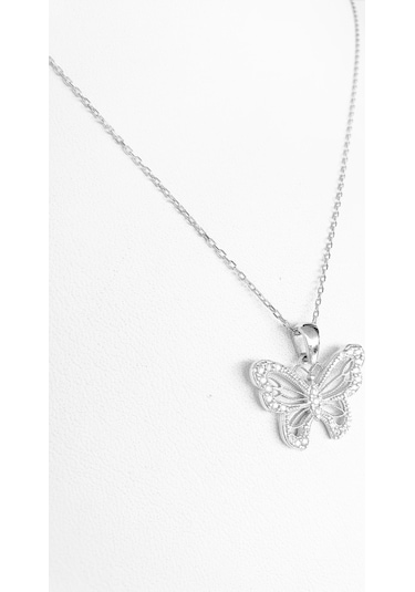 Telkari Işi Kelebekli Kadın Gümüş Kolye