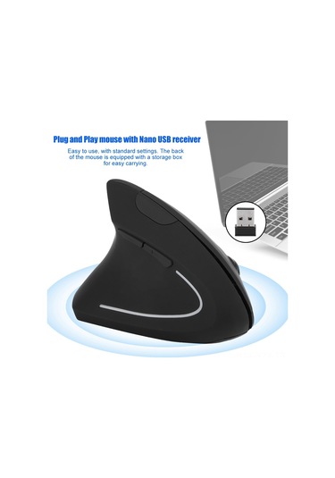 Yaozixa Sol El Ergonomik Dikey Kablosuz Fare, 3 Seviye Dpı Ayarlı, 6 Programlanabilir Tuş, Renkli Işılar, Usb Nano Alıcı, Pil Tasarrufu Siyah, Pil Yok
