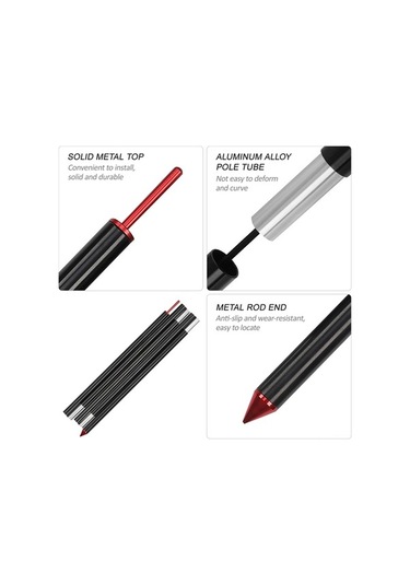 Novahub Kırmızı/siyah 6061 Alüminyum Çadır Direği, 16/19mm Çap, 207/47cm, Siyah Kapaklı Siyah