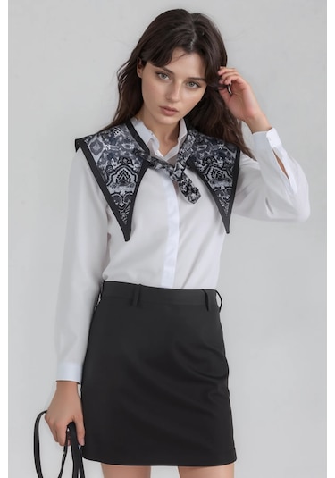 Walkenzo Bohem Stil Etnik Desenli Kadın Omuz Şalı Siyah
