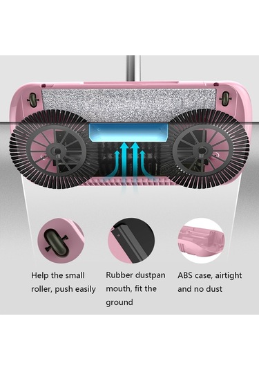 Sones X2 Vites Destekli Yürüyerek Kullanılan Süpürge, Özellikler: 1 Paçavra İle Pembe