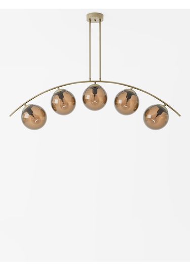 Lal Modern Eskitme 5 Li Bal Rengi Cam Küre Avize Yay Formlu