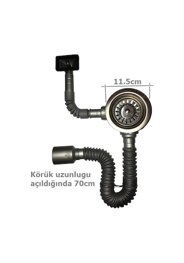 Yapıtaşı YT60 Üniversal Dik-yandan Taşmalı Çöpmak Evye Sifonu Gri