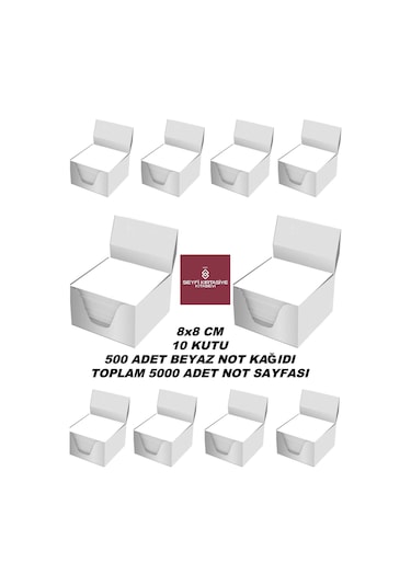 8x8 Cm Küp Not 500 Sayfa X 10 Paket Toplam 5000 Sayfa