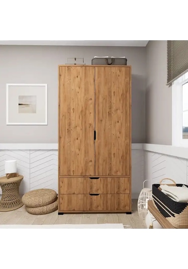 Atlas 2 Kapılı 2 Çekmeceli Çok Amaçlı Gardırop Atlantik Çam
