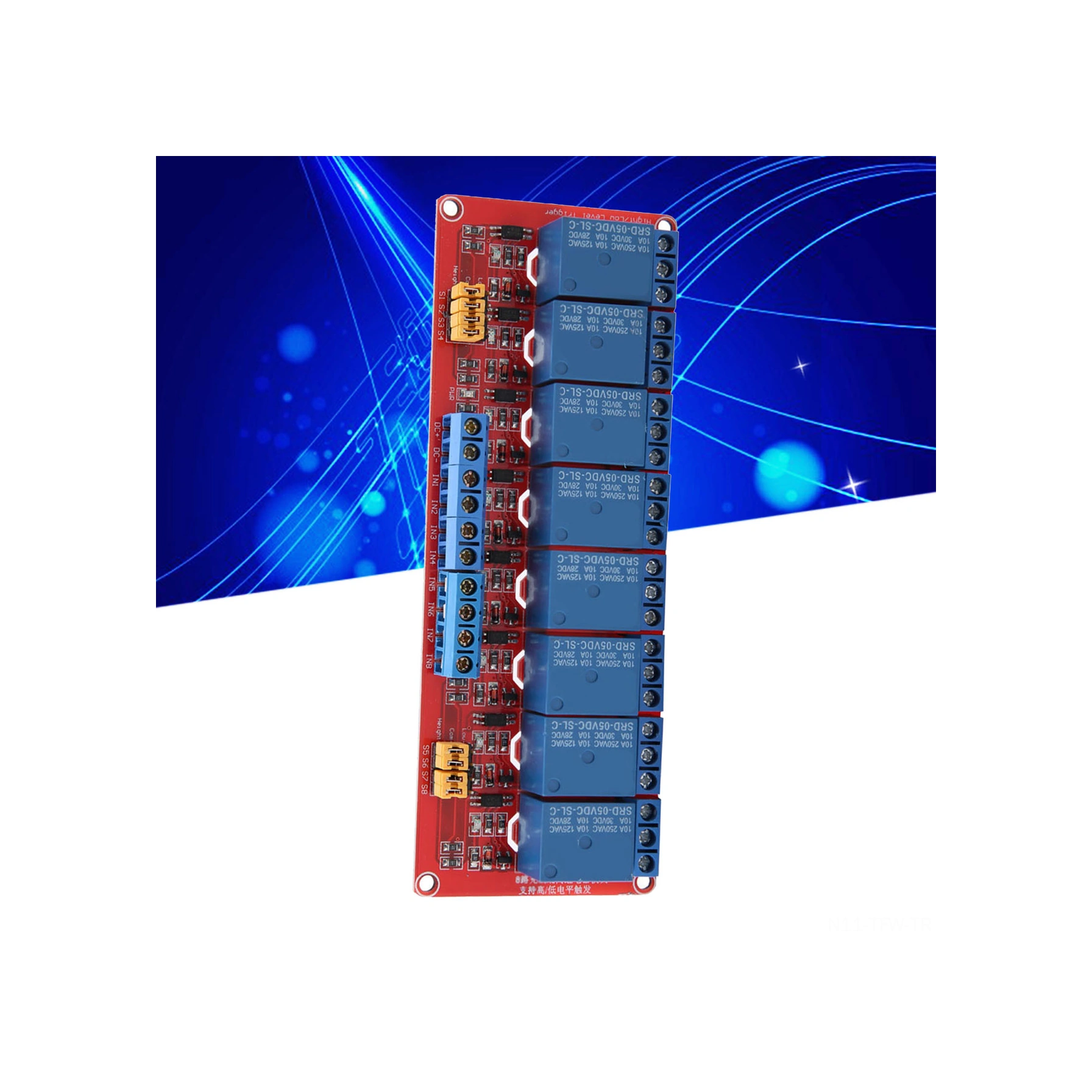 Tenfowee 5v 8 Yollu Röle Modülü - Fotokoppler İzolasyonlu, Yüksek/düşük Seviye Tetiklemeli, Kırmızı Pcb