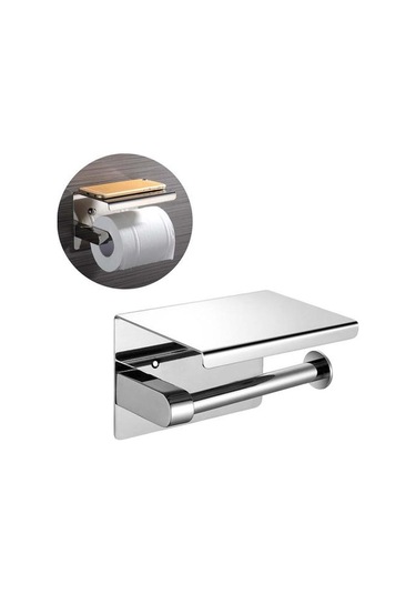 304 Paslanmaz Çelik Duvar Montaj Banyo Doku Tutucu Raf Rafı İle Kağıt Tutucular 22 x 13.6 x 11.2 CM