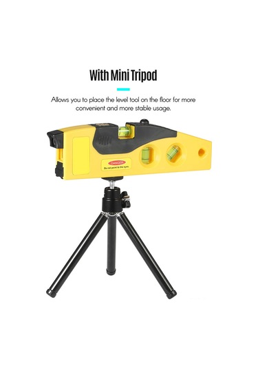 Qingmipy Sp15-01 Sarı Lazer Seviye Aleti, 30m Nokta/5m Çapraz Çizgi, Tripod Ve Pil Seti İle Abs Malzeme