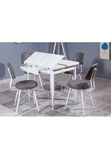 Kare Kartal Masa, Beyaz, 80x70 Diğer