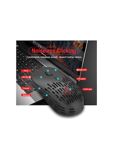 Maiyame T38 Kablosuz Şarjlı Mouse: 2.4g, 10m Mesafe, 3 Seviye Dpı, Sessiz Tuş, Renkli Solunum Işığı, 600mah Pil, Gri Optik