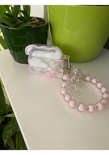 Iphone Pro/pro2 Nesil Uyumlu Koruyucu Bluetooth Kulaklık Kılıfı Figürlü Boncuklu Ayıcık Airpods Pro/pro2 Nesil