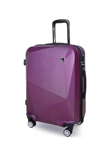 Polo&Sky Elmas Model Mor Renk Orta Boy Valiz Bavul Mor