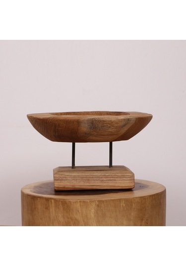 Carvıng - Teak Ağacından Oyma Masa Üstü Dekor 40x18 Cm