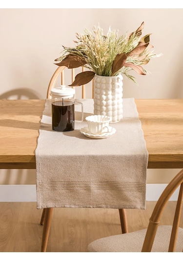 Bej Düz Runner 40x120 Cm