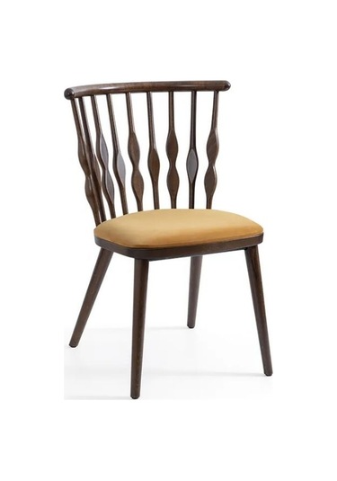 Natura Retro Ahşap Sandalye Ceviz - Sarı