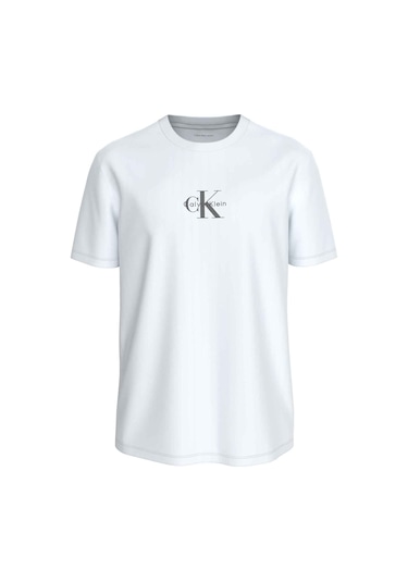Calvin Klein Ss 30s Micro Monologo Graphic Parlak Beyaz T-shirt-13083 Beyaz