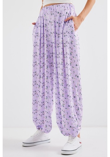 6665 Desenli Şalvar Pantolon - Lila Li La