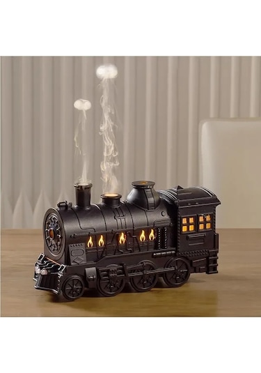 Honeybeeshop Siyah Usb Mini Tren Tasarımı Yağ Difüzörü 2 Işık Soğuk Buhar Çift Püskürtme Modu Ev Ofis