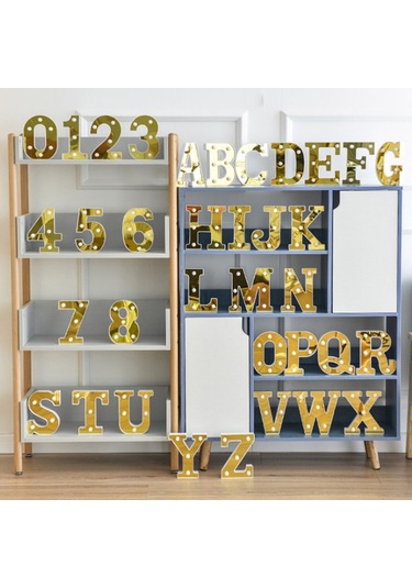 Honmex Altın Led Harf Işığı M - Nikah, Doğum Günü, Parti Dekorasyonu Için Dekoratif Aydınlatma Pil Dahil Değil Diğer