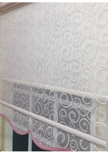 Çift Mekanizmalı Pembe Tül Perde Ve Ekru Stor Perde Stb2015-v12