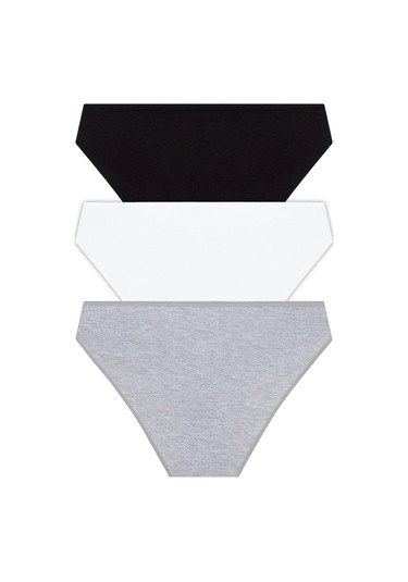 Basic Pamuklu Kadın Bikini Külot 3'lü Paket - 4 Çok Renkli 3