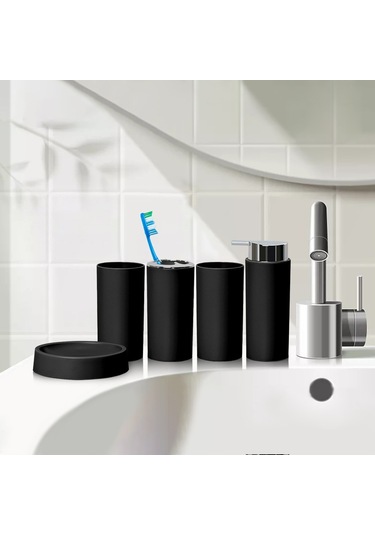 Suntek 5 Adet Banyo Aksesuarları Set Sabunluk Lüks Ofis