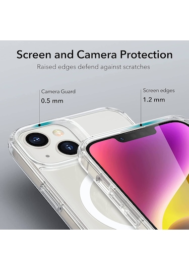Ennar Apple Uyumlu iPhone 17 Pro Max Magsafe Sararmaz Şeffaf Sert Mika Silikon Kılıf Şeffaf