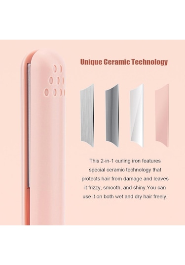 Mavi Taşınabilir Küçük Saç Maşası 2-ın-1 Çift Amaçlı Saç Düzleştirici Ev Yurt İçin Usb Fiş Bigudi