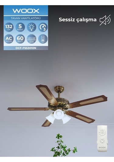 Woox İleri Geri Fonksiyonlu 5 Kanatlı Fan Ve Işıklı Uzaktan Kumandalı Tavan Vantilatörü,kahverengi