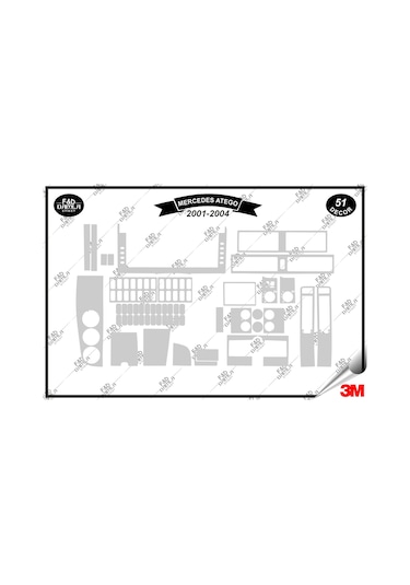 Mercedes Atego 2001-2004 Torpido Konsol Trim Göğüs Maun Kaplama Set 51 Parça Gümüş