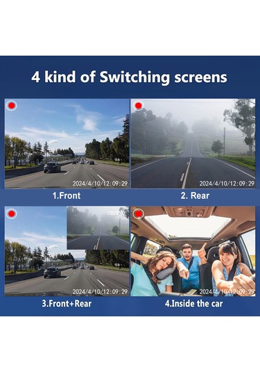 Gajeena A18 Model 1080p Gece Görüşlü Üç Kanallı Wifi Araç Kamerası - Otomatik Döngü Kayıt Ve Park Monitörü Fonksiyonu