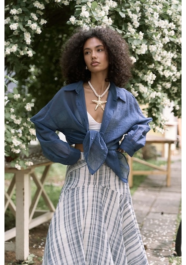 Mai Collection Mai Studios Co. Syaritta Oversize İndigo Transparan Gömlek İndigo