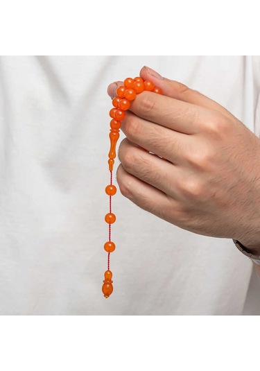 Yuvarlak Sıkma Kehribar Tesbih T9023 Gümüş