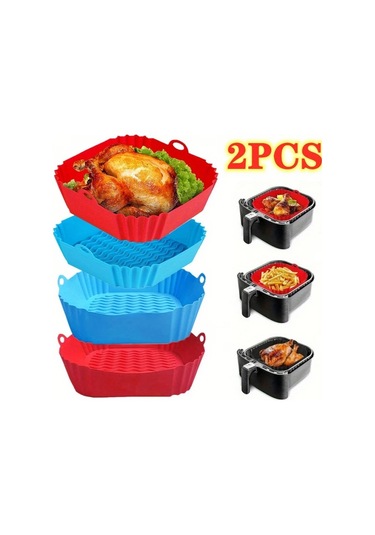 Elmpaly Siyah 2li Yeniden Kullanılabilir Silikon Airfryer Altlığı Yemek Pişirme Fırın Mikrodalga