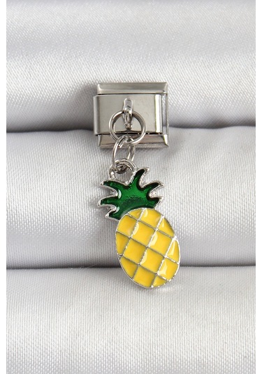 Bc1496 - 316l Çelik Gümüş Renk Ananas Model Nomination Charm