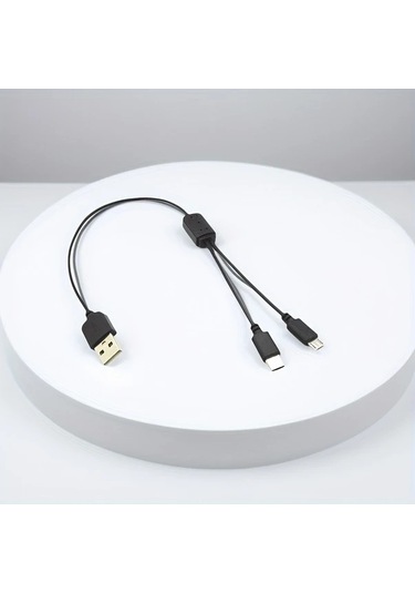 Chuangyinshop 2 Adet Type C Micro Usb Hızlı Şarj Ve Veri Kablosu Siyah Yüksek Hız Dayanıklı