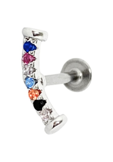 Cerrahi Çelik Renkli Taşlı Piercing Gümüş